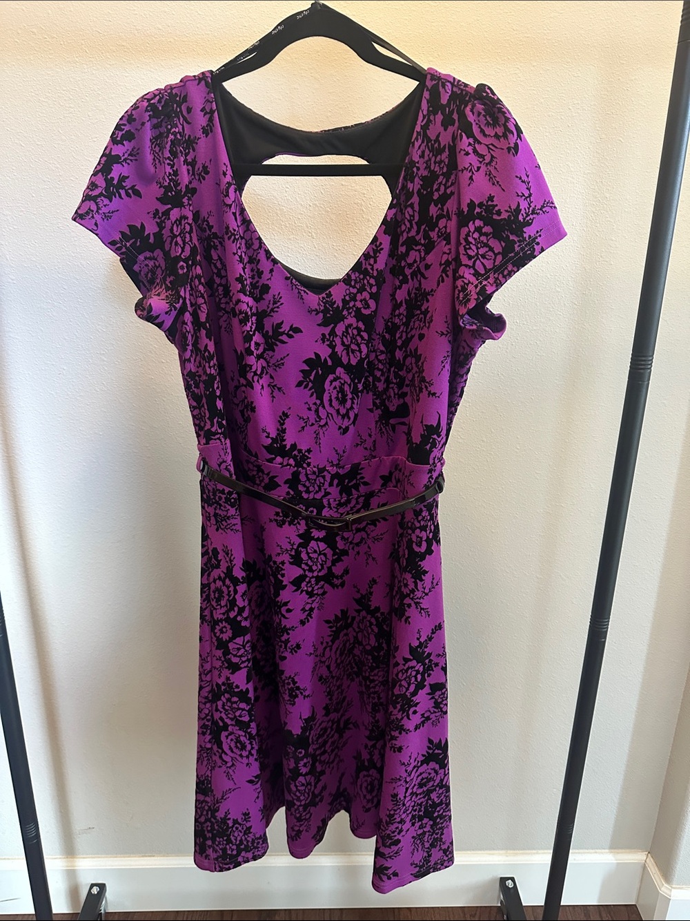 City Chic Purple Floral Fit & Flare Midi Dress